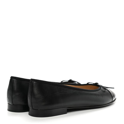 Chanel Lambskin Patent Cap Toe Ballerina Flats 39.5 Black 4 of 8