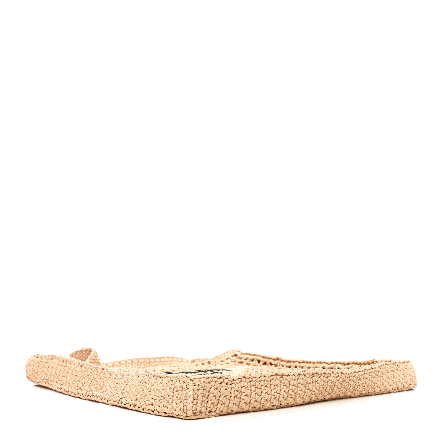 Prada Yarn Raffia Effect Crochet Logo Embroidered Tote Bag Naturale 4 of 9