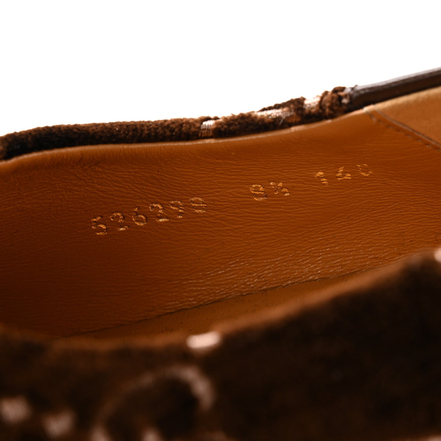 Velvet GG Monogram Goatskin Mens Horsebit Loafers 8.5 Brown Vintage Cocoa