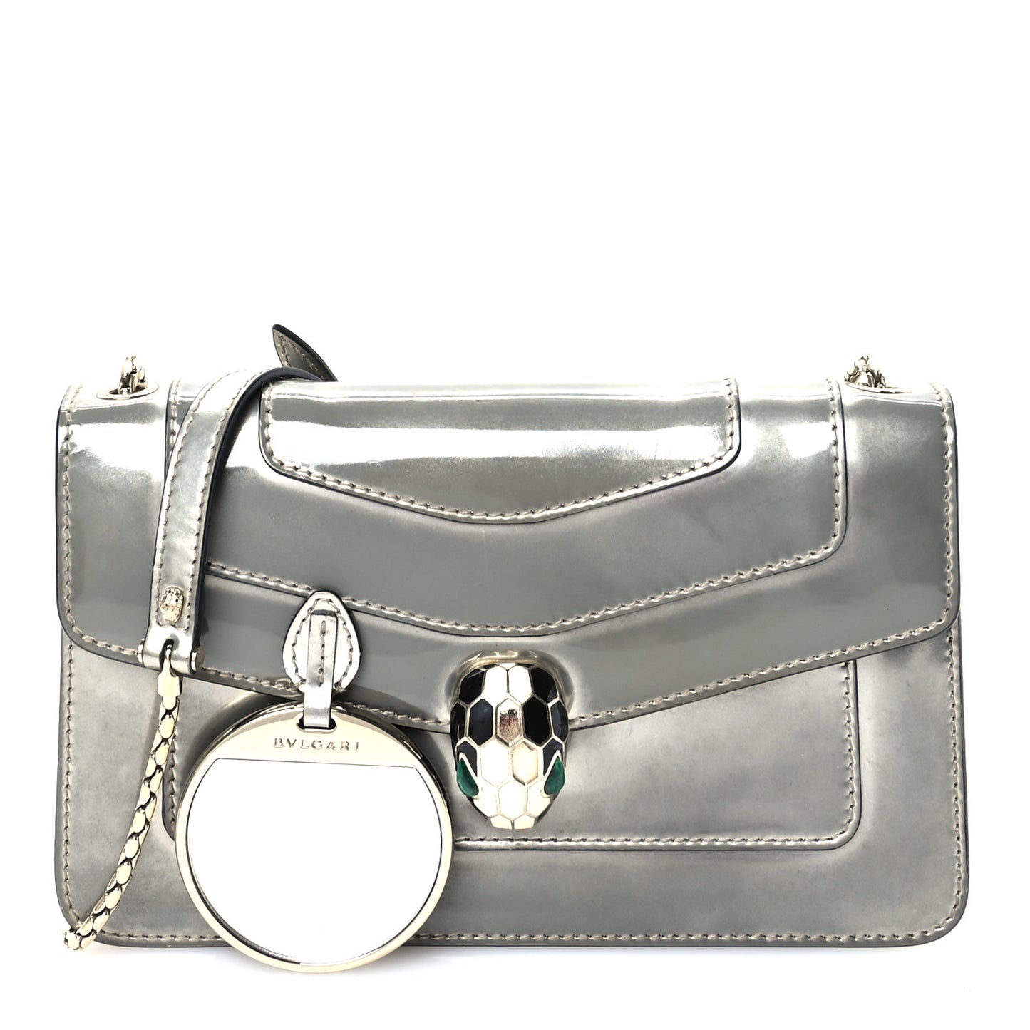Metallic Serpenti Forever Small Shoulder Bag Silver