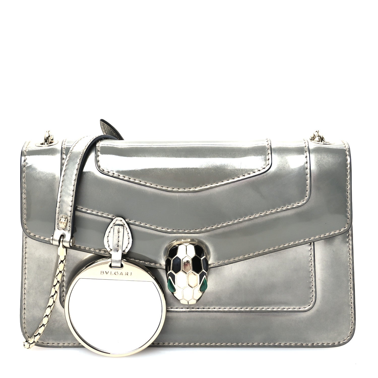 Bulgari Metallic Serpenti Forever Small Shoulder Bag Silver 3 of 11