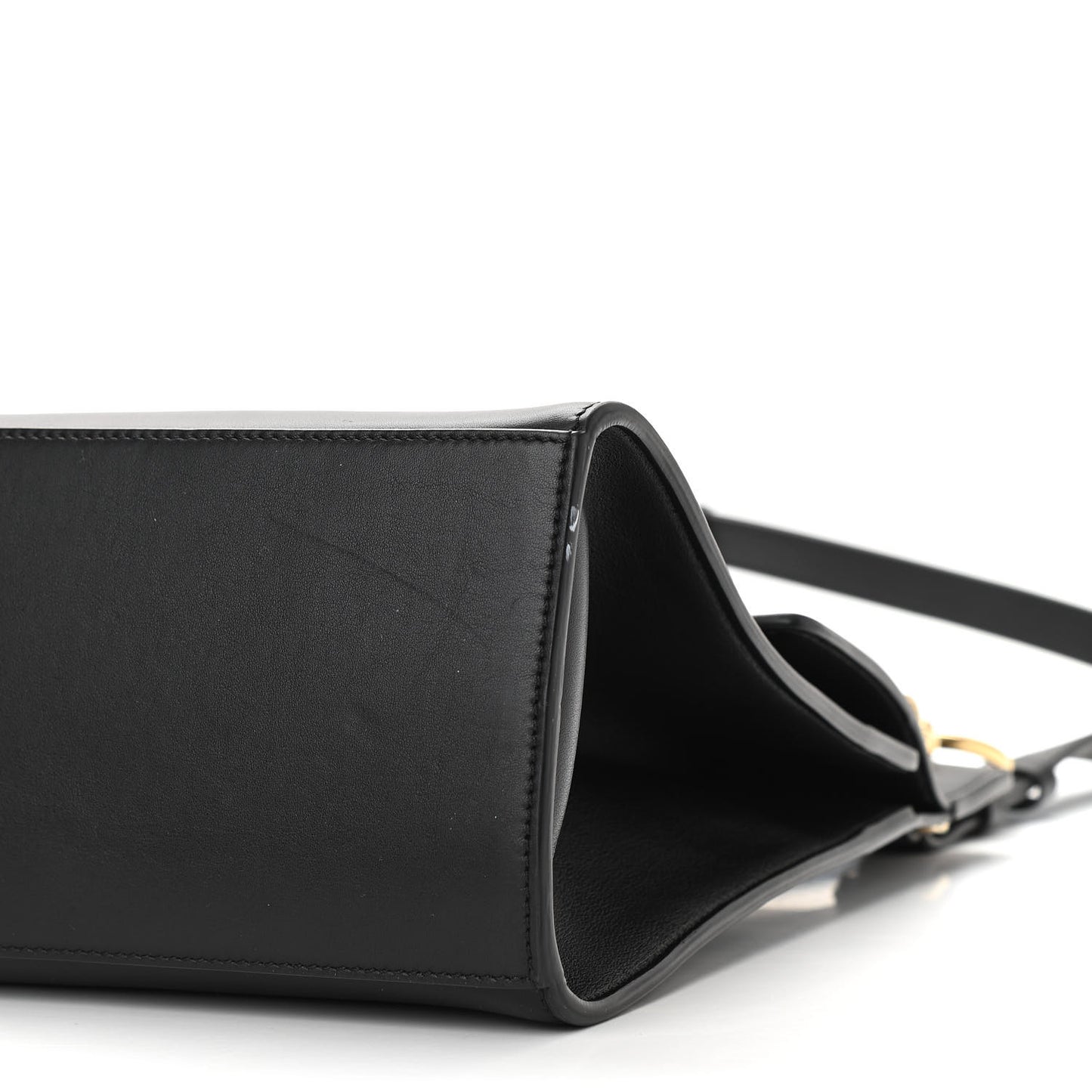 Calfskin Large Whip Top Handle Shoulder Bag Black