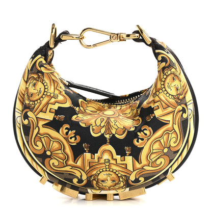 Fendi X VERSACE Silk Fendace Baroque Nano Fendigraphy Hobo Charm Black Gold 1 of 13