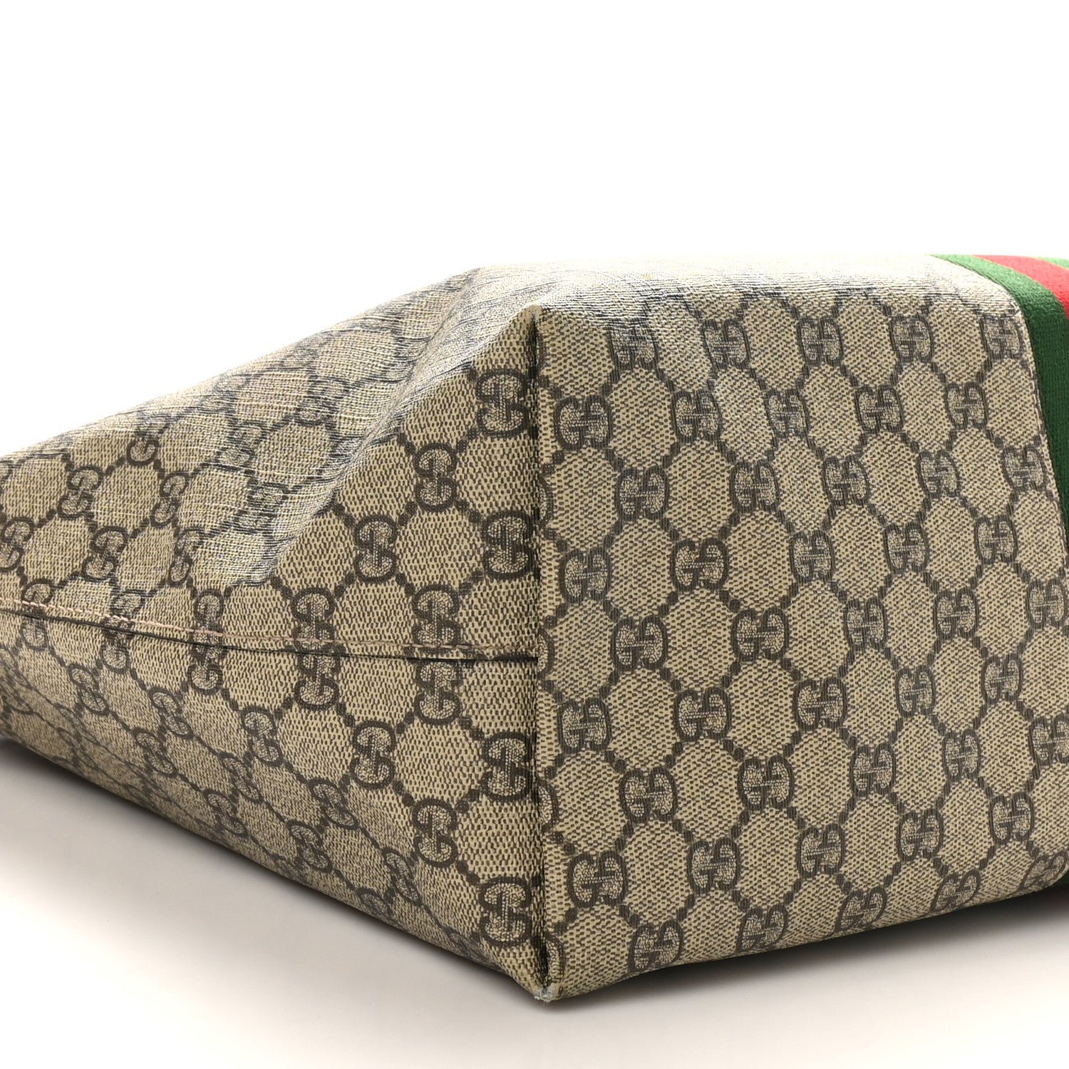 Gucci GG Supreme Monogram Textured Calfskin Web Medium Ophidia Shopping Tote Beige Ebony New Acero 10 of 12