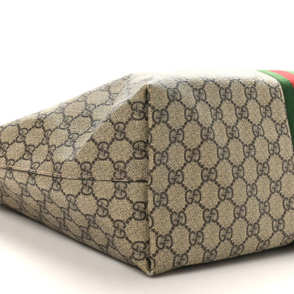 Gucci GG Supreme Monogram Textured Calfskin Web Medium Ophidia Shopping Tote Beige Ebony New Acero 10 of 12