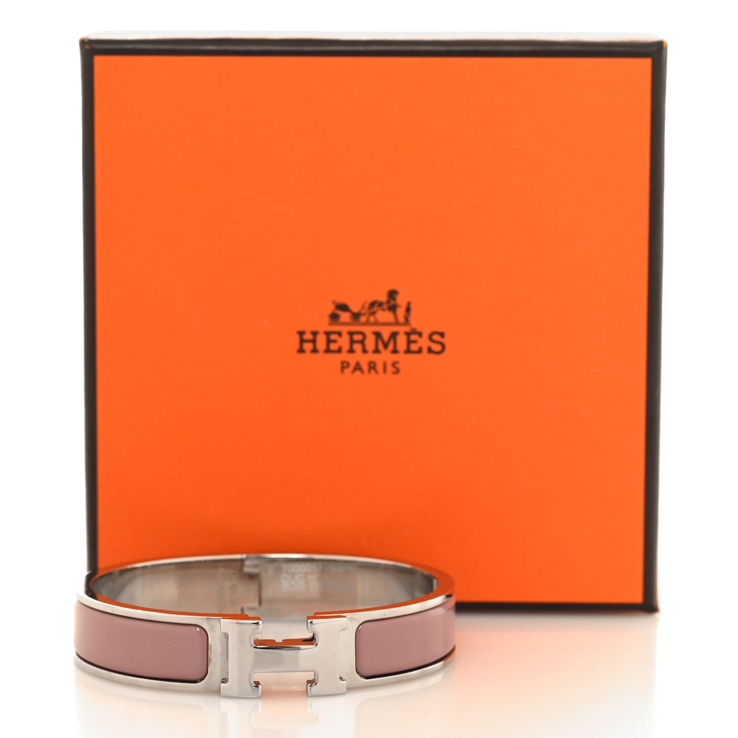 Enamel Narrow Clic Clac H Bracelet PM Bois de Rose