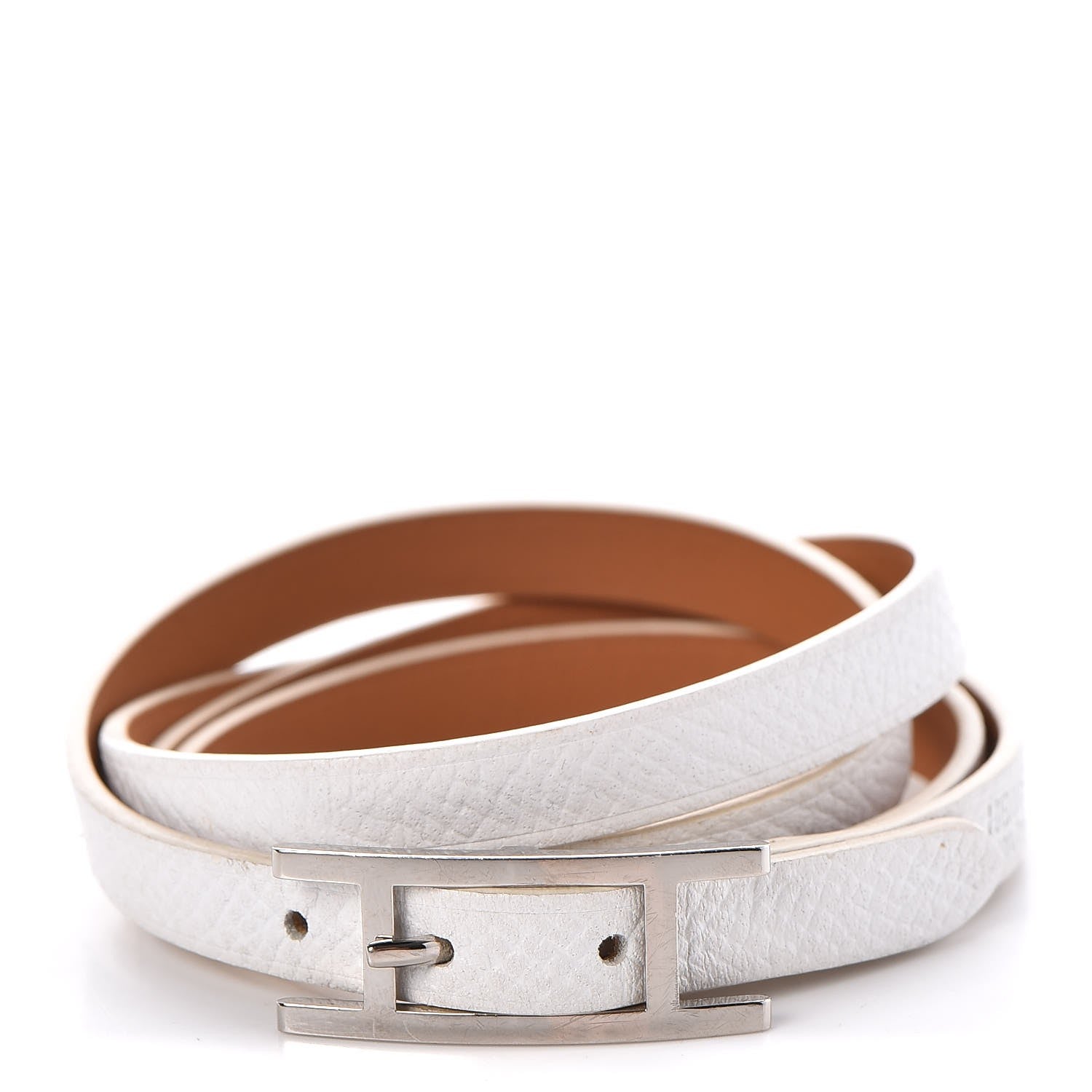 Hermes Epsom Hapi 3 MM Triple Tour Wrap Bracelet M White 1 of 6