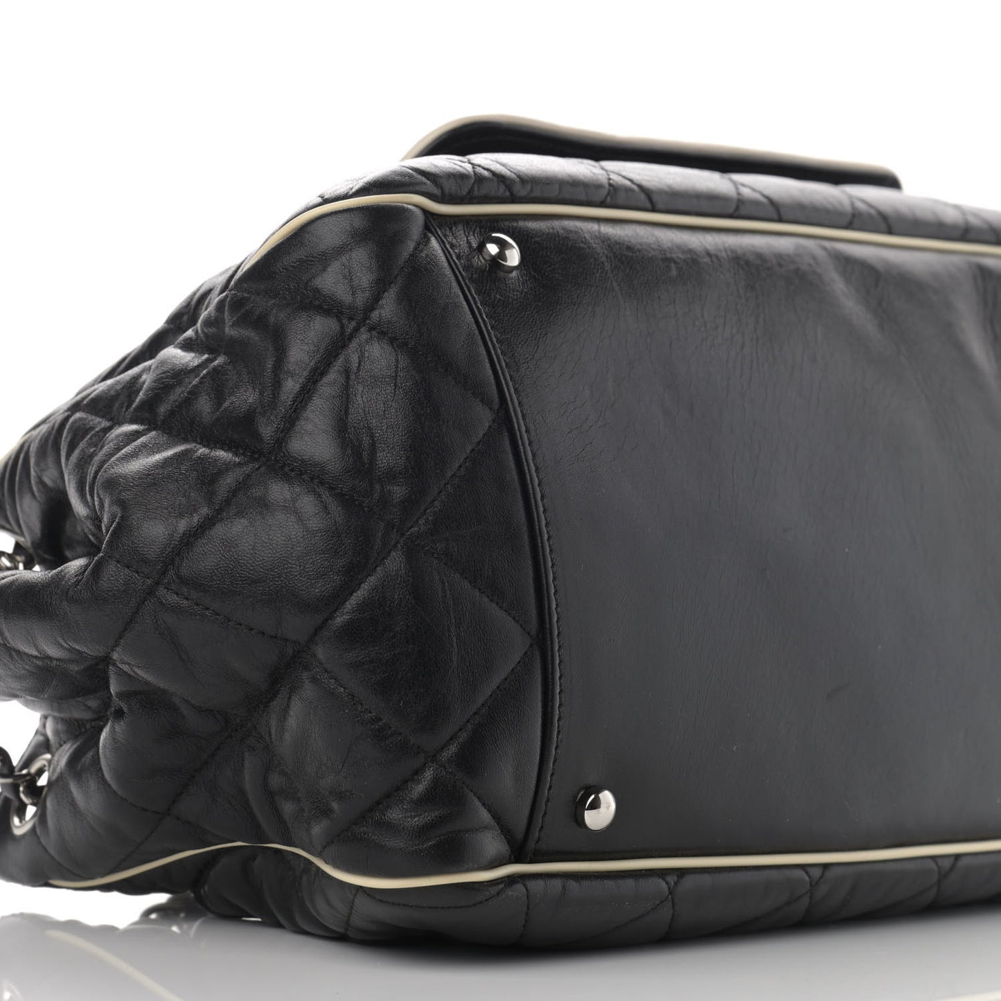 Lambskin Quilted East West Accordion Flap Black