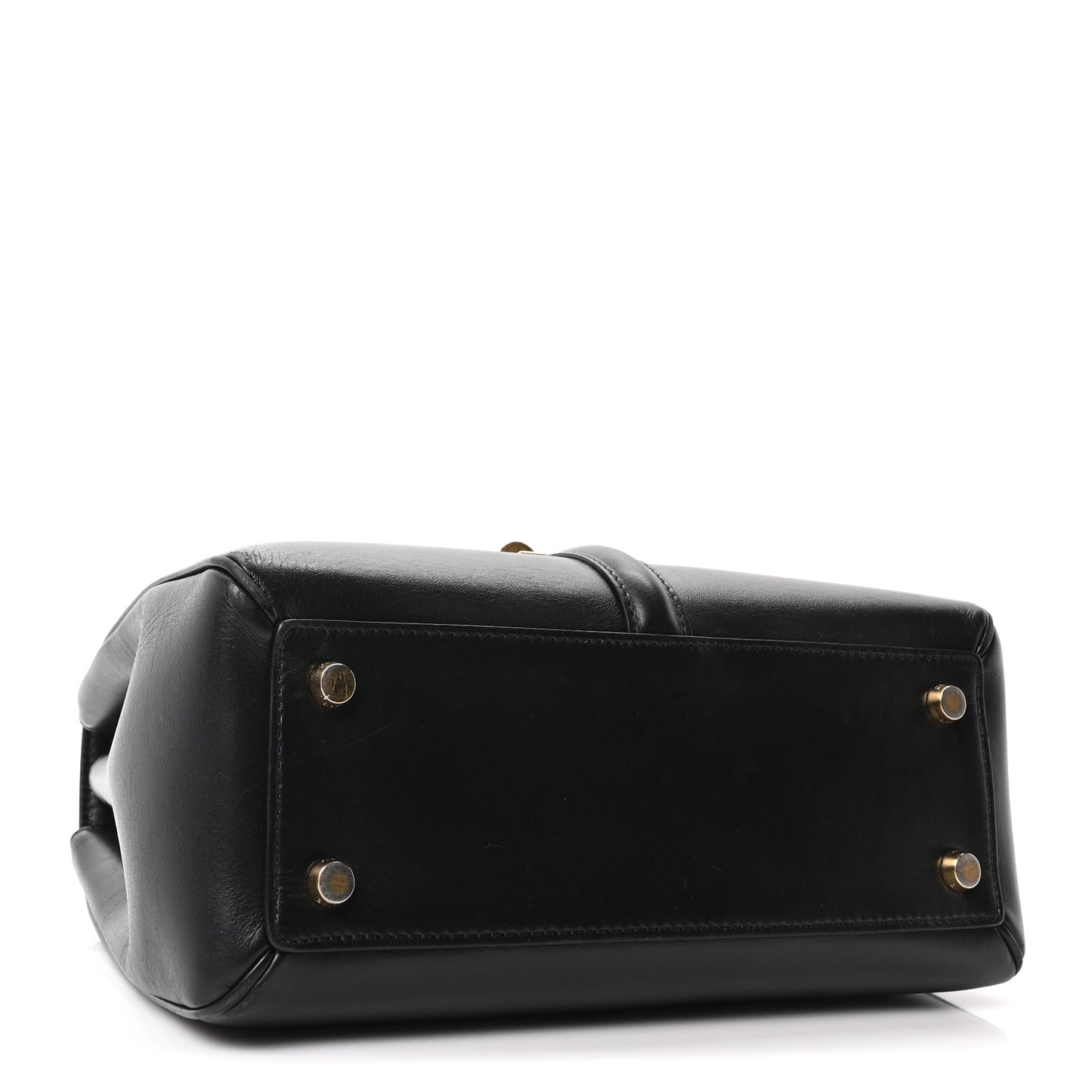 Satinated Calfskin Small 16 Top Handle Bag Black
