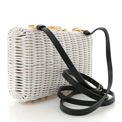 Prada Wicker Saffiano Midollino Patch Comics Crossbody Clutch White 3 of 12