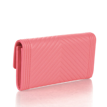 Chanel Lambskin Chevron Quilted Boy Flap Wallet Pink 3 of 8