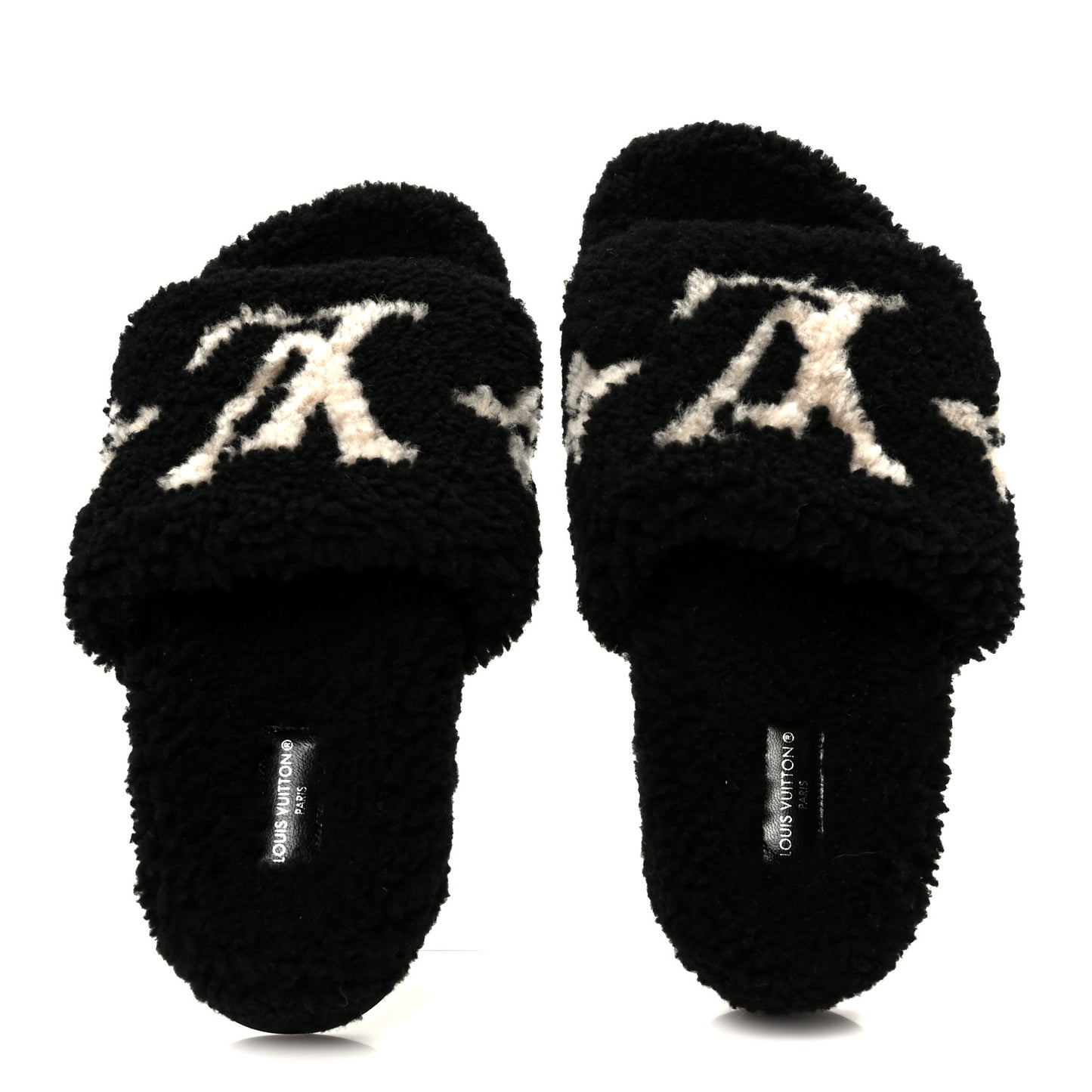 Shearling Monogram Giant Paseo Flat Comfort Mule 40 Black