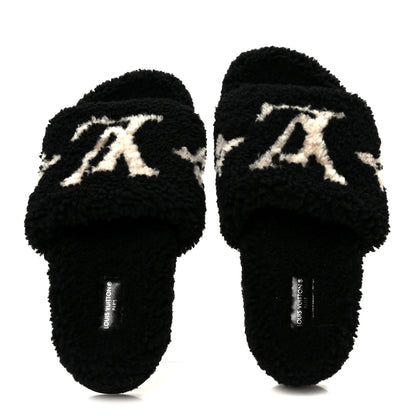 Louis Vuitton Shearling Monogram Giant Paseo Flat Comfort Mule 40 Black 2 of 10