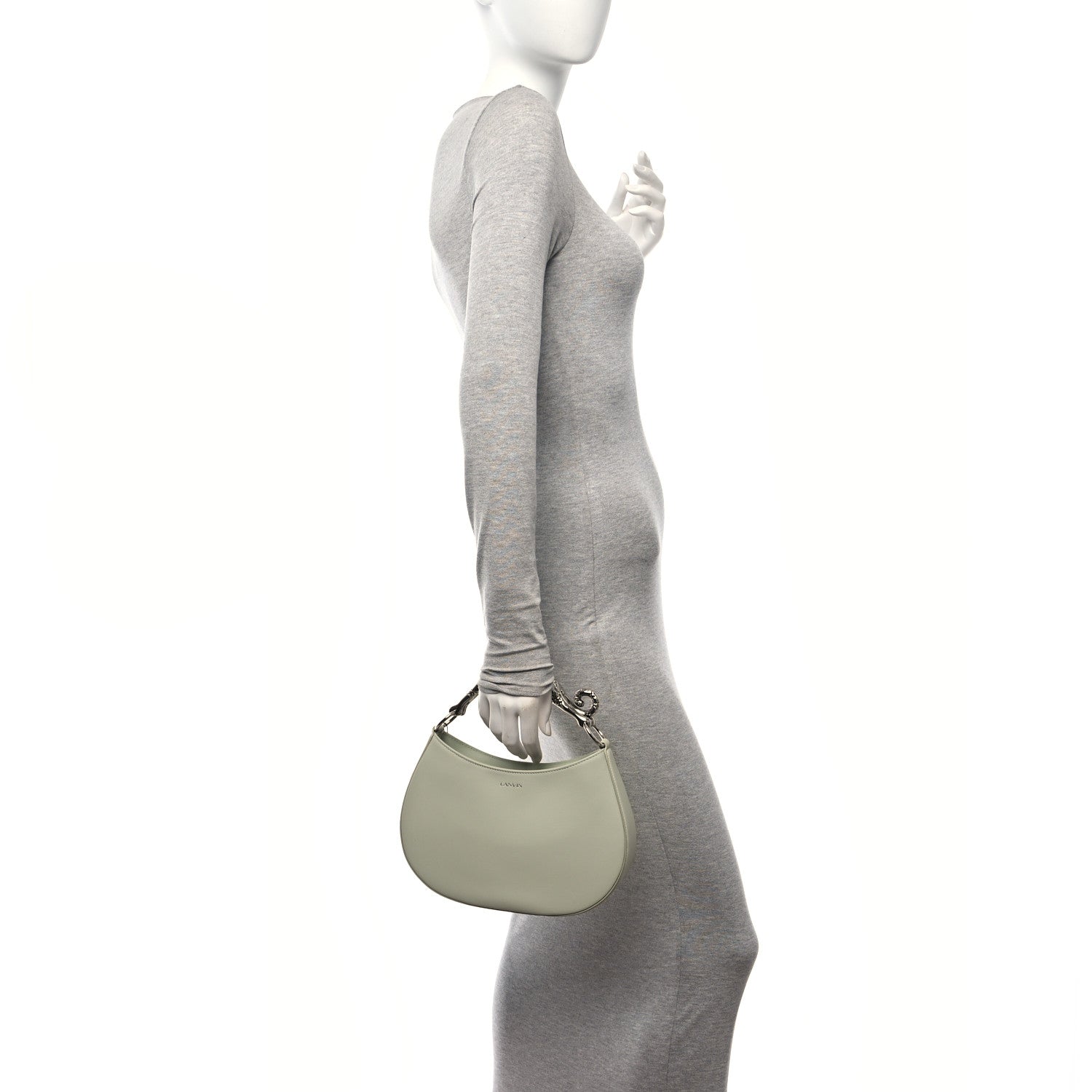 Lanvin Matte Calfskin Cat Hobo Sage 2 of 9