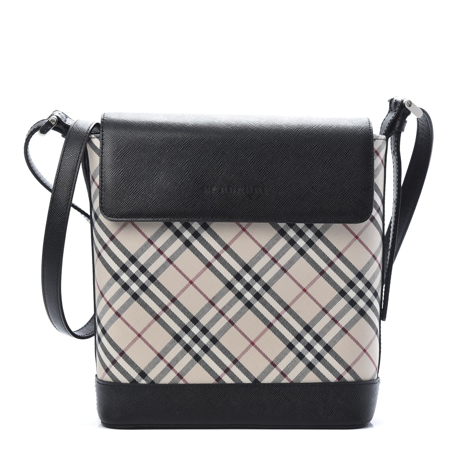 Burberry Calfskin Nova Check Shoulder Bag Black 1 of 10