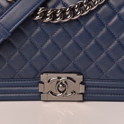 Chanel Caviar Quilted Medium Boy Flap Dark Blue 8 of 11