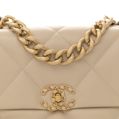 Chanel Lambskin Quilted Large Chanel 19 Flap Beige 8 of 11
