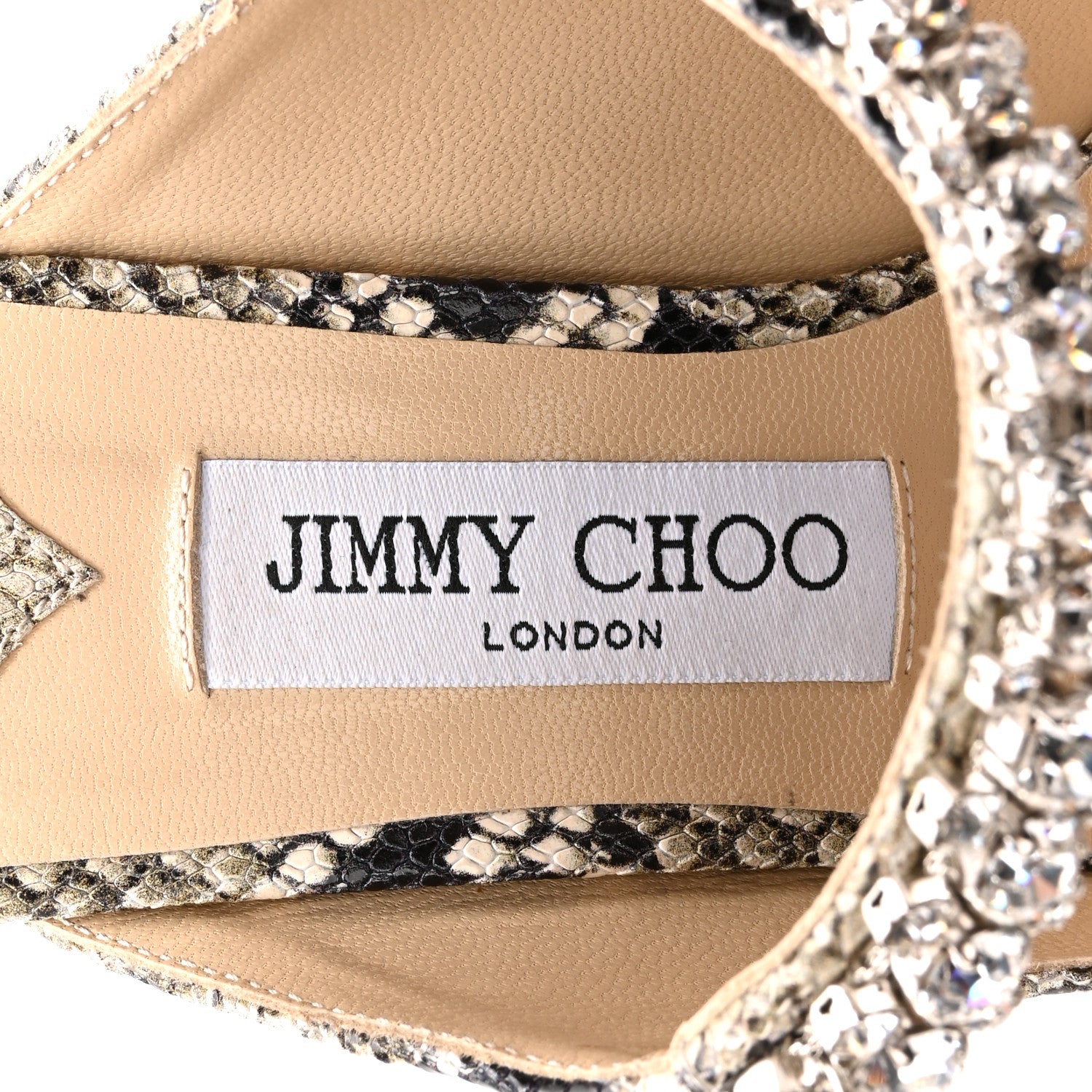 Jimmy Choo Snakeskin Embossed Crystal Bing 65 Pumps 38 Roccia 7 of 9
