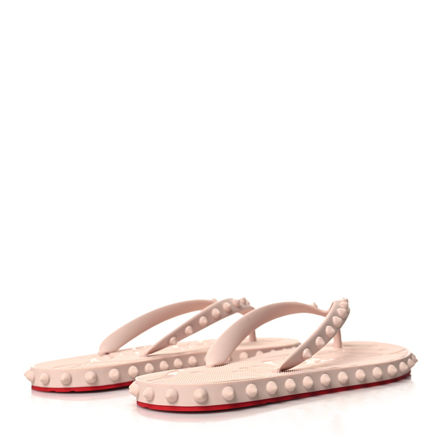 Christian Louboutin Rubber Spike Super Loubi Flip Flop Sandals 37 Leche 4 of 7