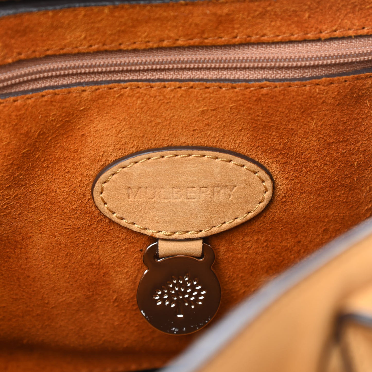 Smooth Nubuck Small Cookie Bayswater Satchel Deep Amber
