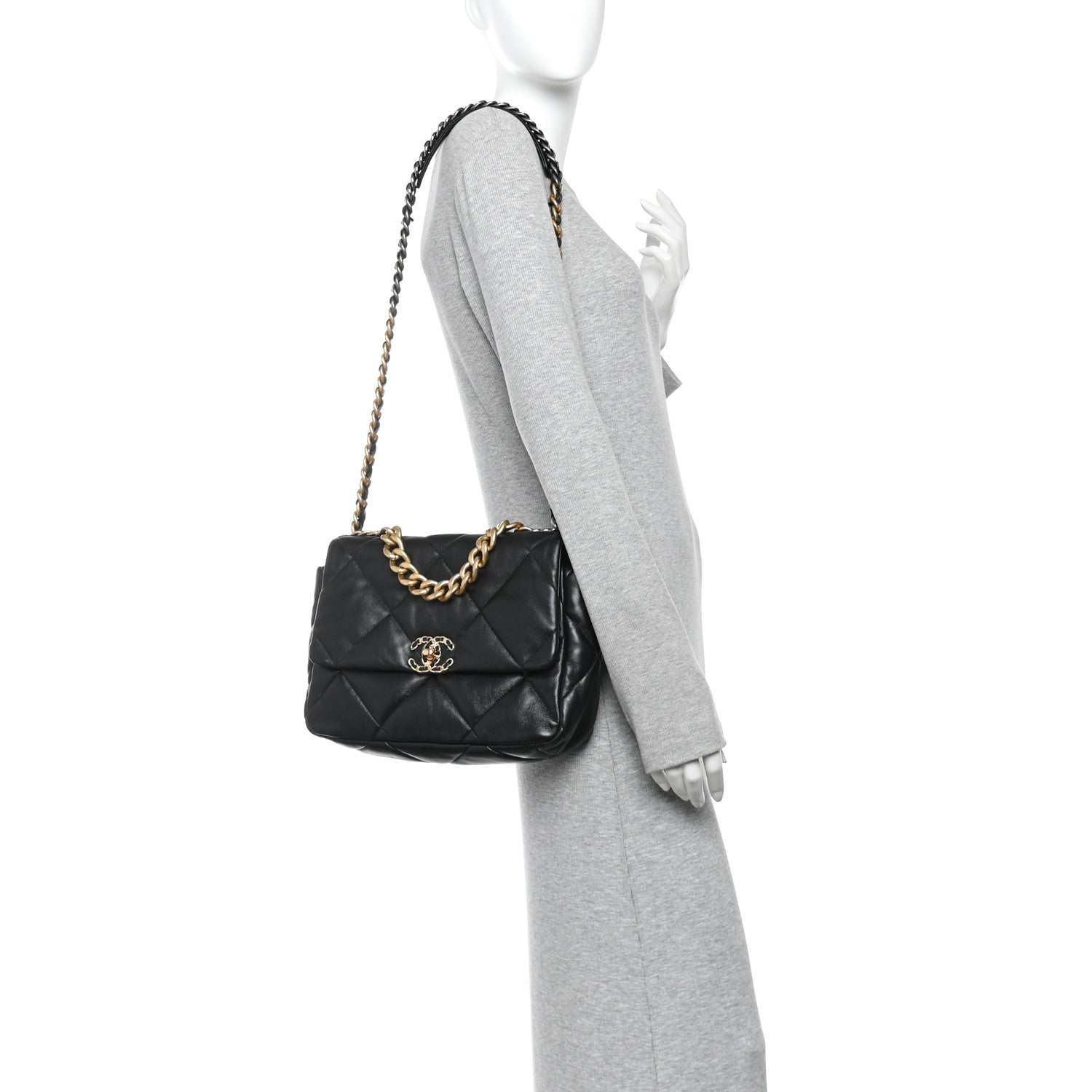 Chanel Lambskin Quilted Large Chanel 19 Flap Black 2 of 10