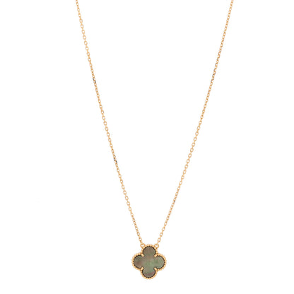 Van Cleef & Arpels 18K Rose Gold Gray Mother of Pearl Vintage Alhambra Pendant Necklace 1 of 5