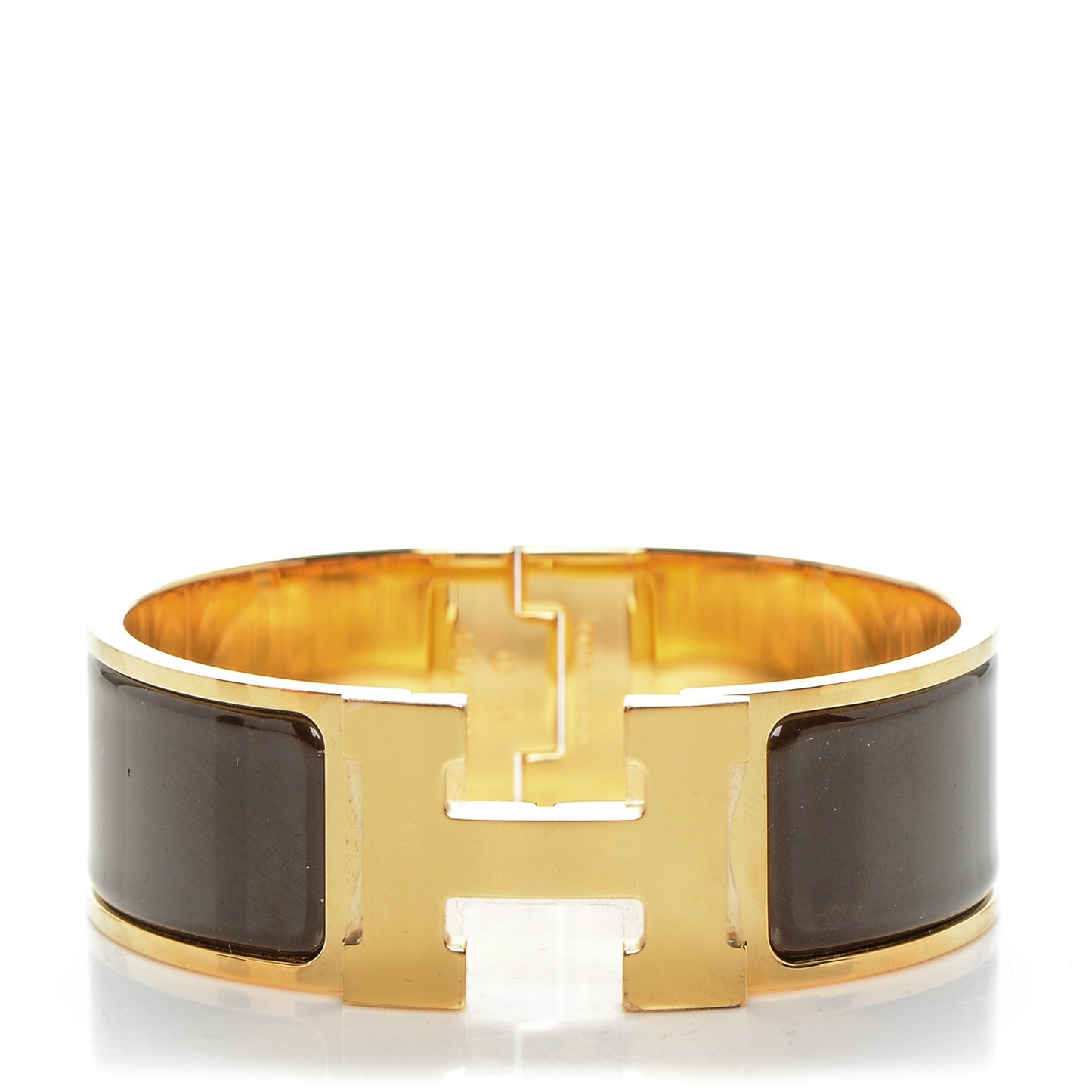 Enamel Wide Clic Clac H Bracelet PM Chocolate