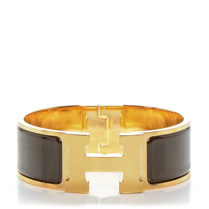 Hermes Enamel Wide Clic Clac H Bracelet PM Chocolate 1 of 4