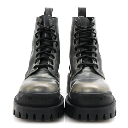 Balenciaga Aged Effect Calfskin Strike 20mm Lace Up Boots 37 Kaki 3 of 10