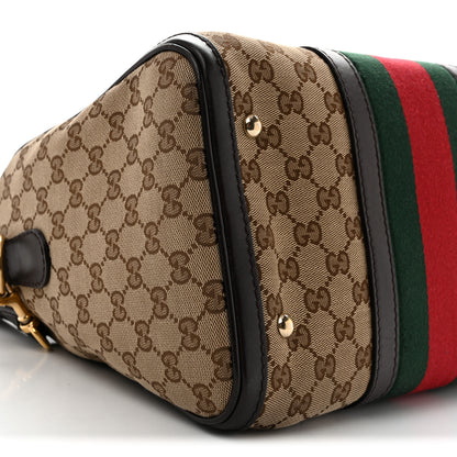 Gucci Monogram Vintage Web Medium Boston Dark Brown 9 of 13
