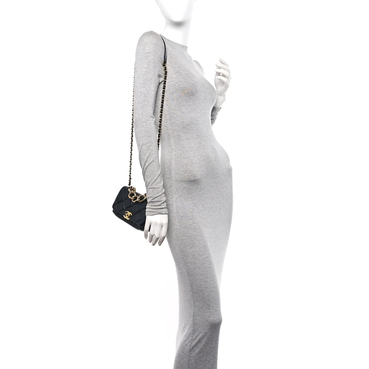 Lambskin Quilted Mini Color Match Flap Black