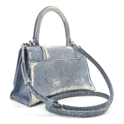 Balenciaga Nappa Denim Printed Hourglass Top Handle Bag Small Denim Blue 3 of 13