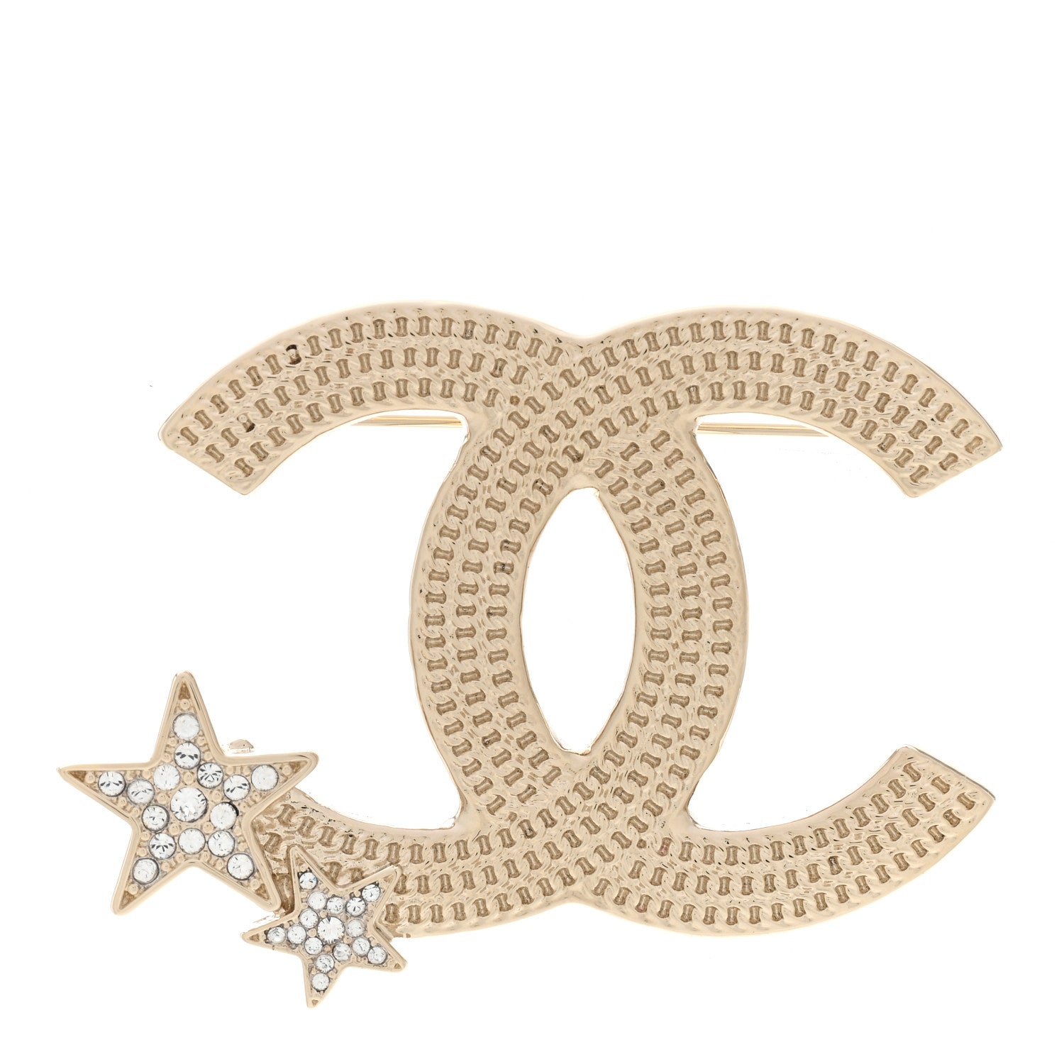 Chanel Crystal CC Star Brooch Gold 1 of 5