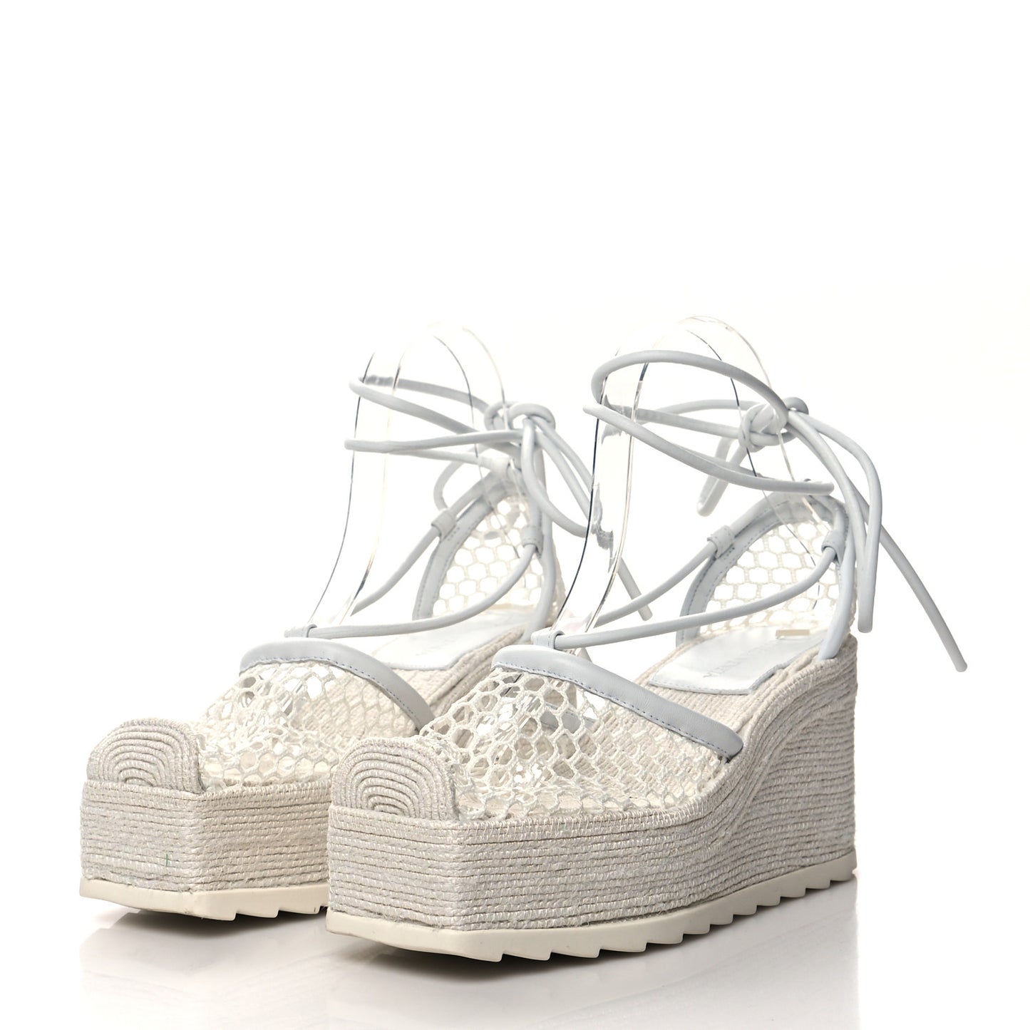 Mesh Lambskin Sporty Web Stretch Ankle Tie Espadrilles 37 Optic White