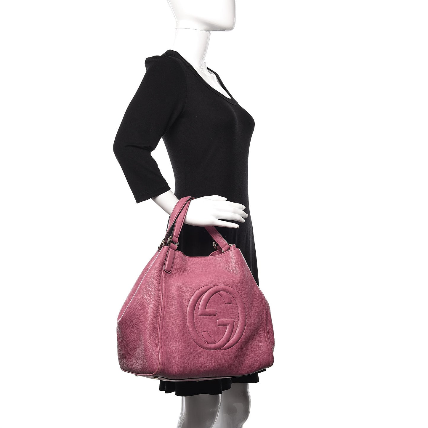 Pebbled Calfskin Medium Soho Shoulder Bag Fresia Rose