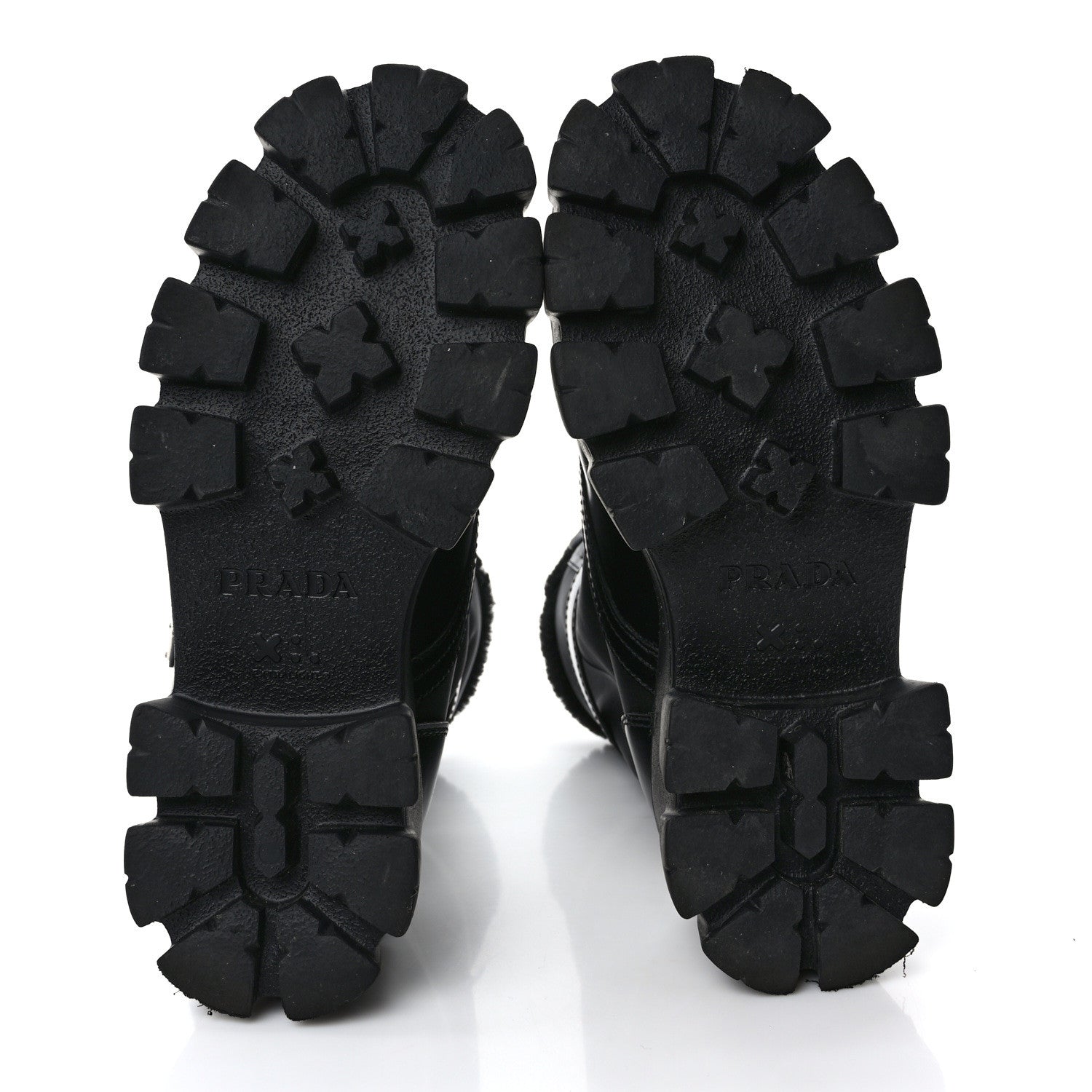 Prada Spazzolato Rois Nylon Shearling Metal Triangle Logo Monolith Pouch Pocket 55mm Boots 36.5 Black 6 of 11