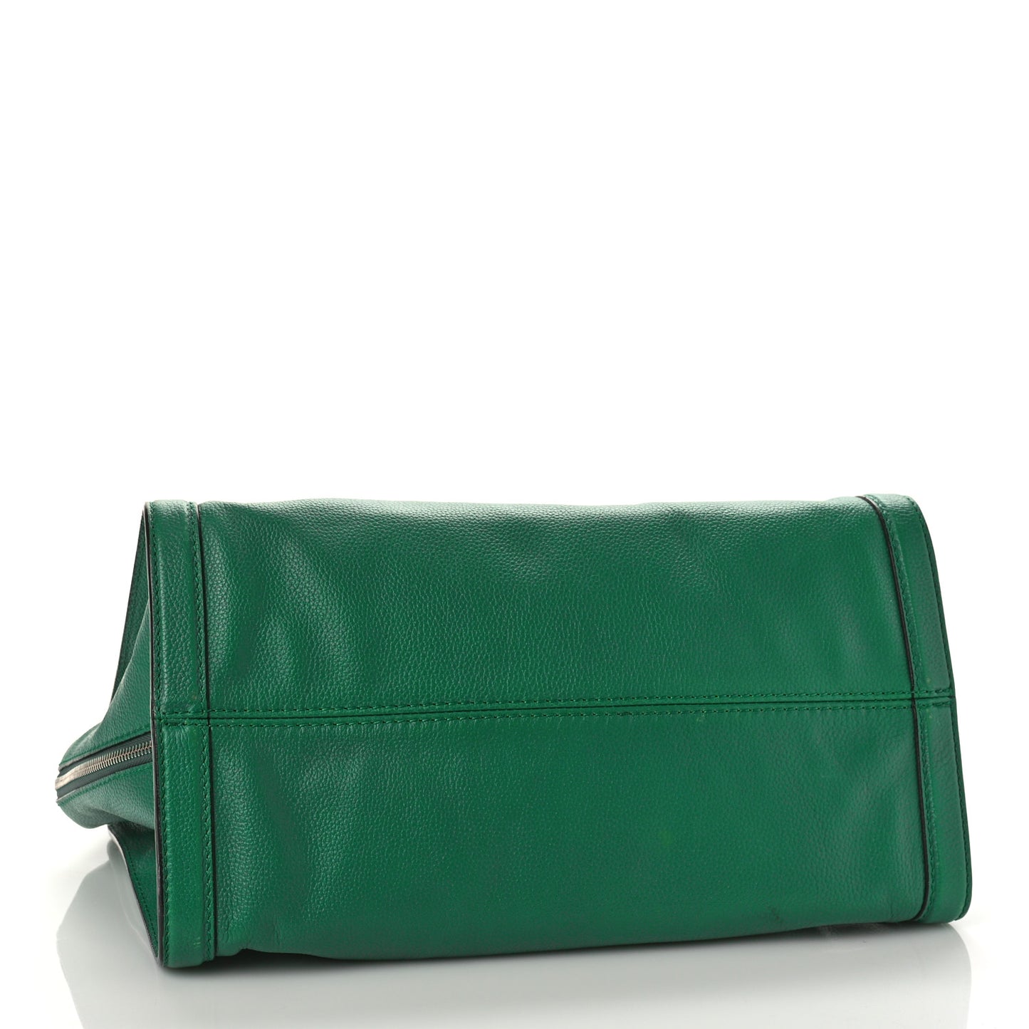 Pebbled Calfskin Large Skull Padlock Zip Around Tote Emerald
