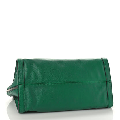 Alexander McQueen Pebbled Calfskin Large Skull Padlock Zip Around Tote Emerald 4 of 8