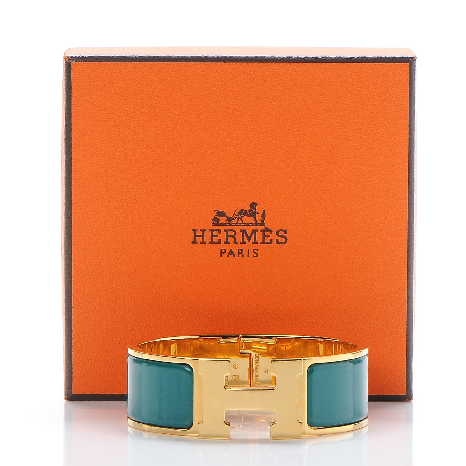 Hermes Enamel Wide Clic Clac H Bracelet PM Malachite 6 of 6