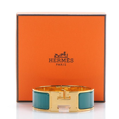 Hermes Enamel Wide Clic Clac H Bracelet PM Malachite 6 of 6