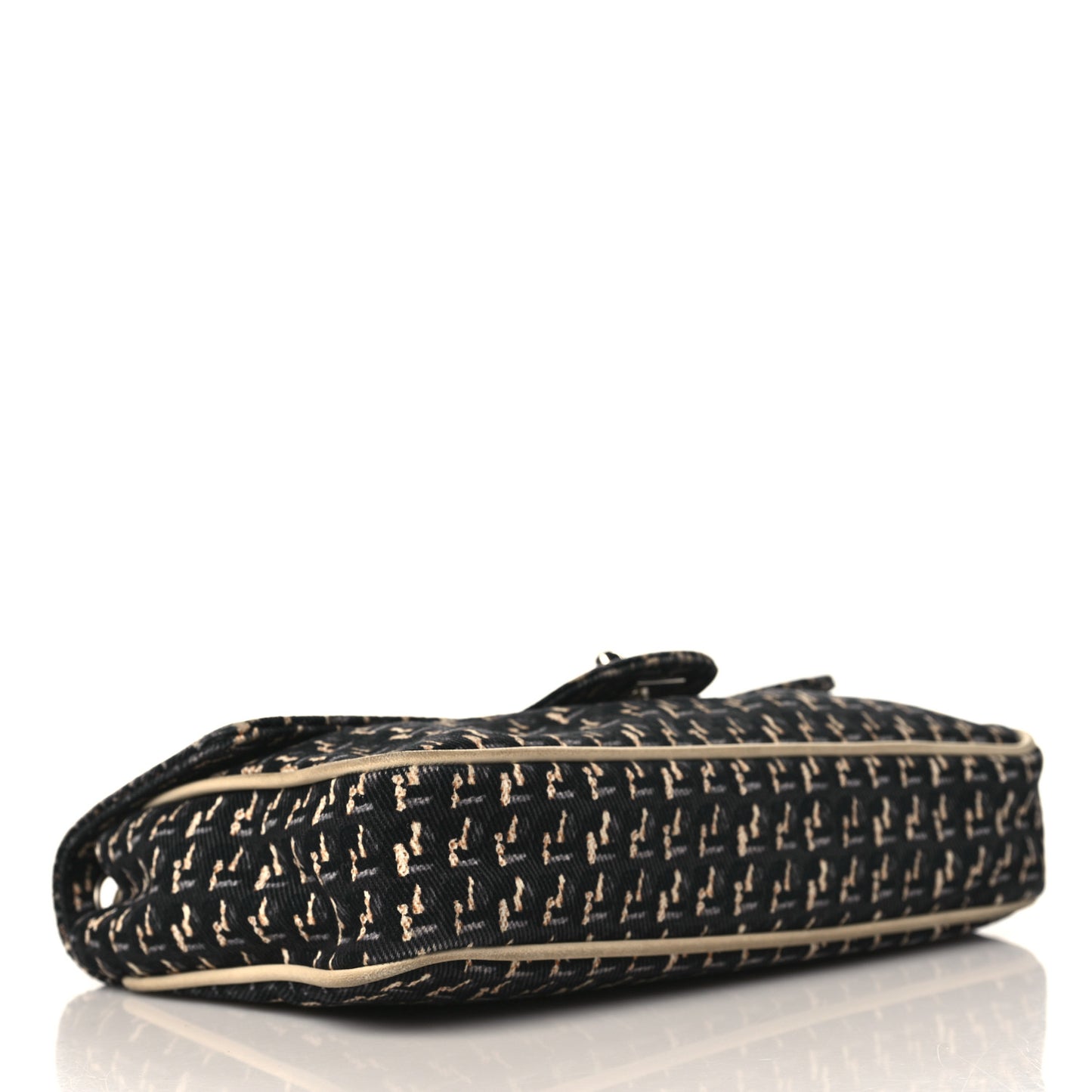 Canvas Lambskin Medium Flap Black Beige Multicolor