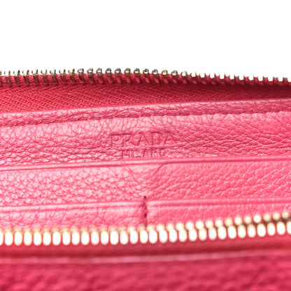 Prada Vitello Daino Zip Around Wallet Peonia 10 of 18