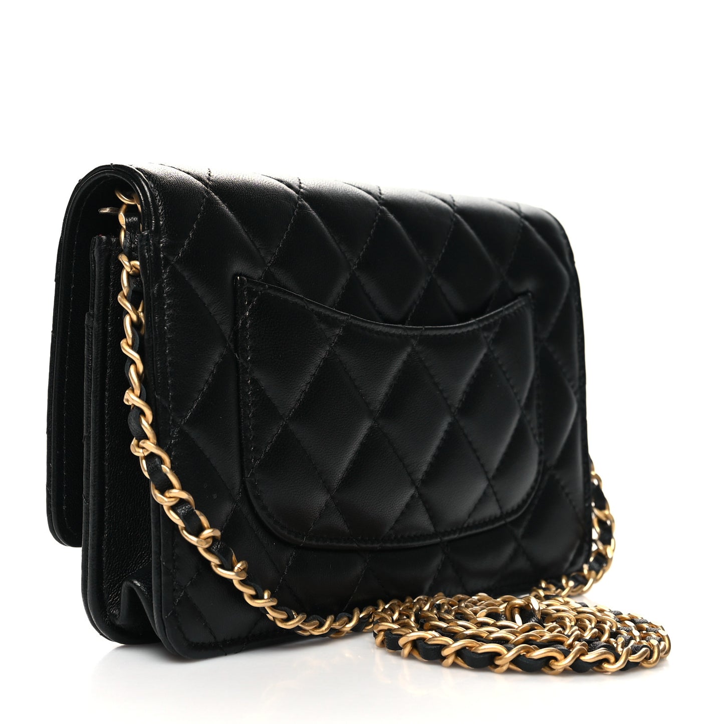 Lambskin Plexiglass Quilted Coco Love Wallet On Chain WOC Black