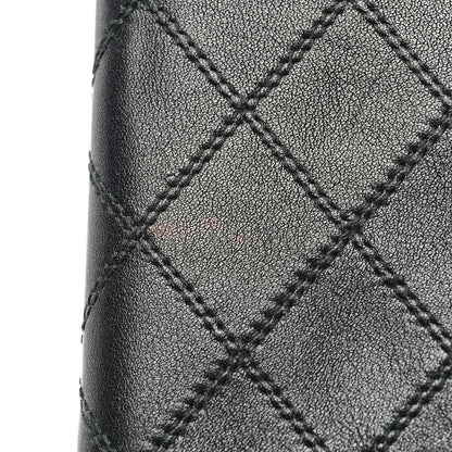 Chanel Lambskin Diamond Stitched Check Book Wallet Black 8 of 8