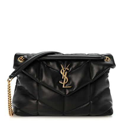 Saint Laurent Lambskin Quilted Small Loulou Puffer Monogram Chain Satchel Black 1 of 10