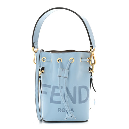 Fendi Vitello King F is Fendi Logo Embossed Mini Mon Tresor Bucket Bag Azzurro Baby Azzurro Baby 1 of 10