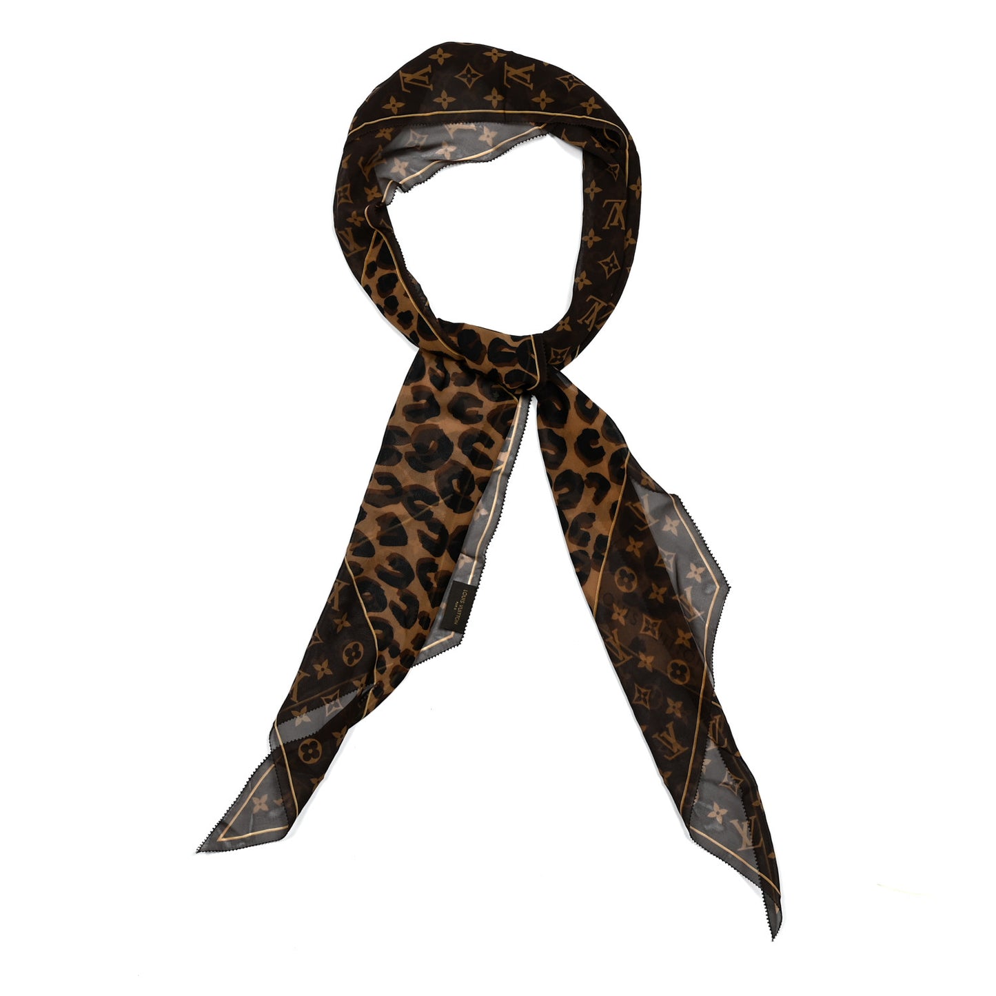 Silk Crepe Leopard Monogram Scarf