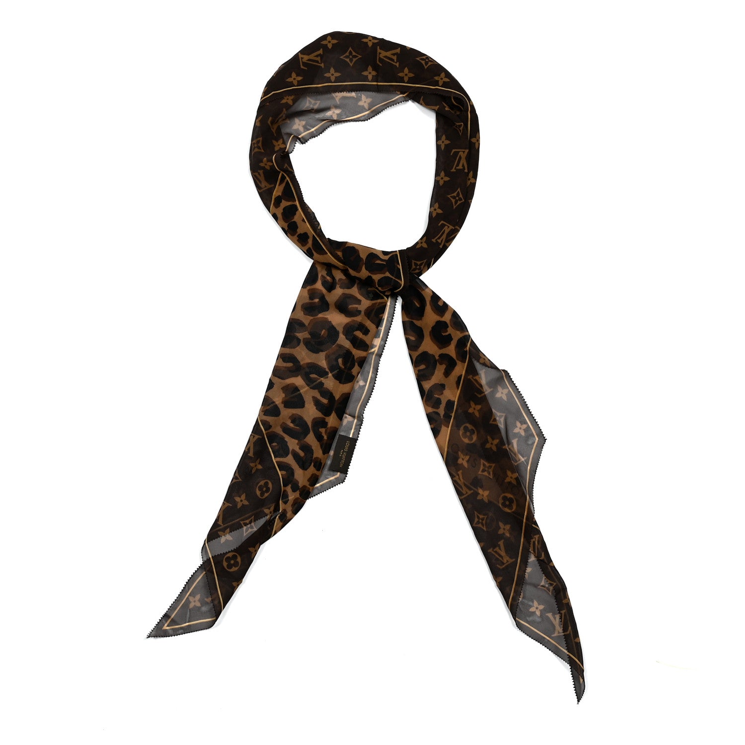 Louis Vuitton Silk Crepe Leopard Monogram Scarf 1 of 4
