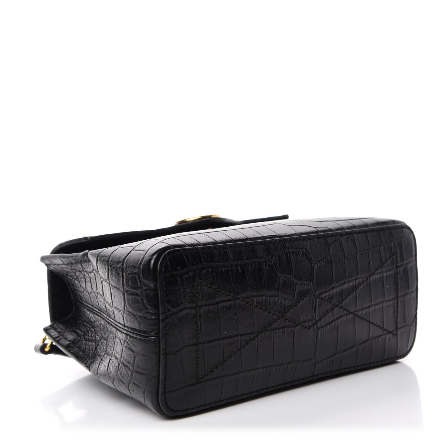 Calfskin Crocodile Embossed Micro Seaton Black