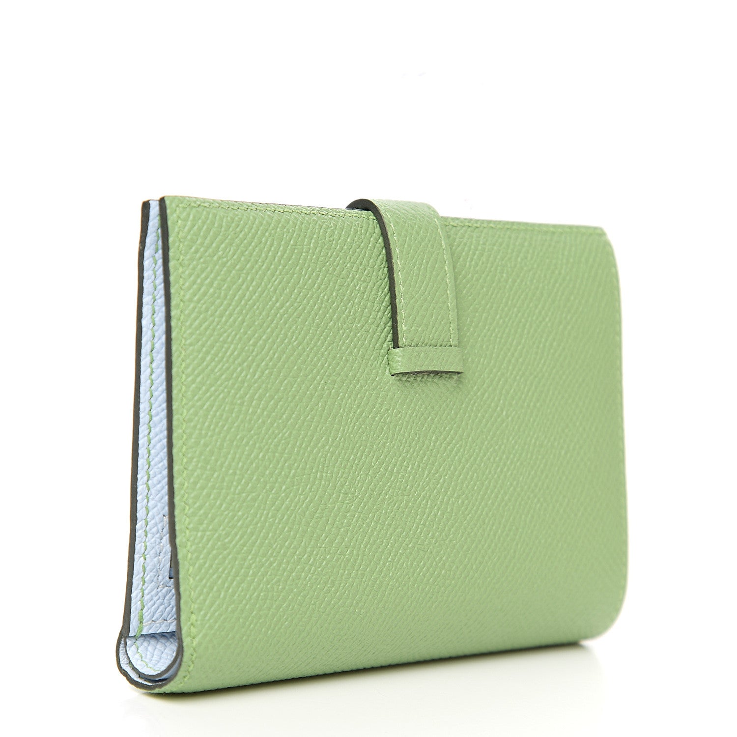 Hermes Epsom Verso Bearn Compact Wallet Vert Criquet Bleu Brume 2 of 7